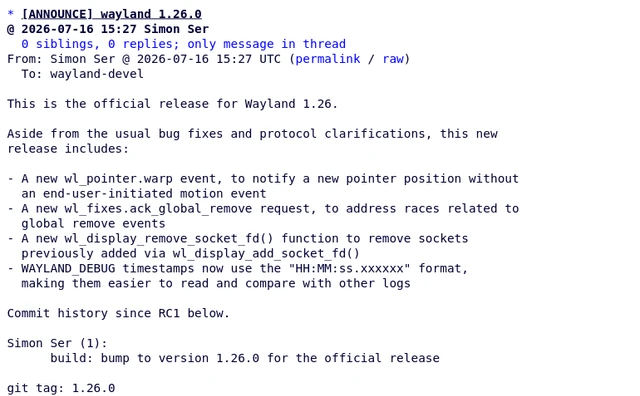 Wayland 1.26: New Horizons in Visual Interaction
